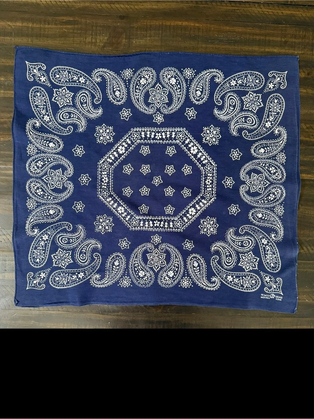 Vintage Fast Color Paisley Blue Bandana 100% Cotton Elephant Made in USA